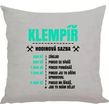 Polštář Polštář lněný 40x40 cm Hodinová sazba - klempíř