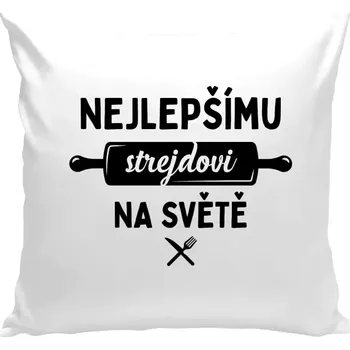 Polštář Polštář bílý 40x40 cm Nejlepšímu strejdovi na světě - váleček
