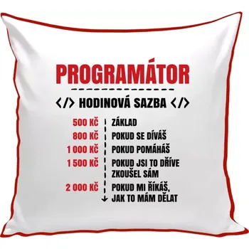 Polštář Polštář barevný 32x32 cm Hodinová sazba - programátor