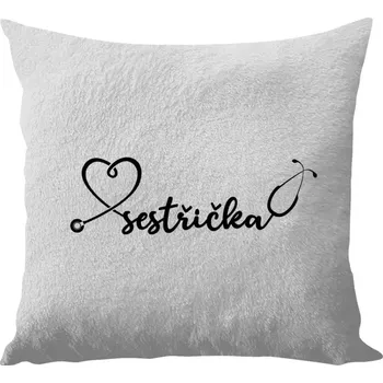 Polštář Polštář bílý 40x40 cm - dlouhý chlup Sestřička - stetoskop