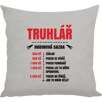 Polštář Polštář lněný 40x40 cm Hodinová sazba - truhlář