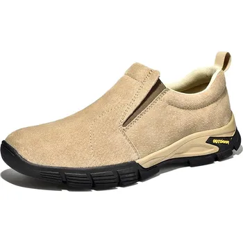 Pánské mokasíny Semišové mokasíny pánské prošívané loafers Barva: Khaki, Velikost: 39