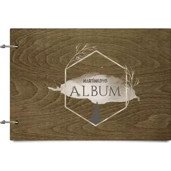 Fotokniha Dřevěné album se sponami Zajíc ve zlatém šestiúhelníku se jménem