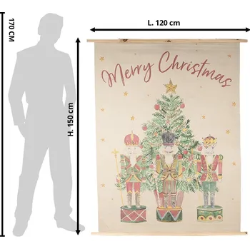 Obraz Béžová nástěnná mapa s Louskáčky Merry Christmas - 120*2*150 cm