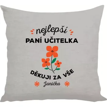 Polštář Polštář lněný 40x40 cm Nejlepší paní učitelka - Jméno