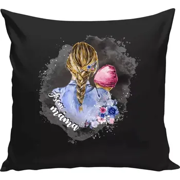 Polštář Polštář černý 40x40 cm Jsem máma - holčička