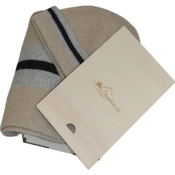 Čepice Duuree.cz Dárkový set Harel čepice a šála 100% kašmír Barva: Hnědá a černá