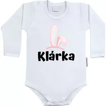 Kojenecký body Dětské body s dlouhým rukávem Růžová ouška se jménem