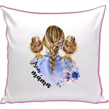 Polštář Polštář barevný 32x32 cm Jsem máma - dvě holky