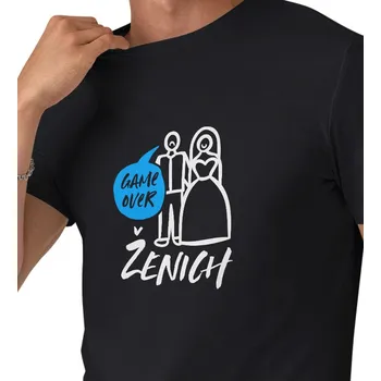 Pánské triko černé - Ženich - game over 3XL