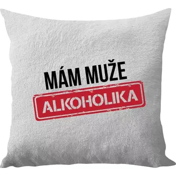 Polštář Polštář bílý 40x40 cm - dlouhý chlup Mám muže alkoholika