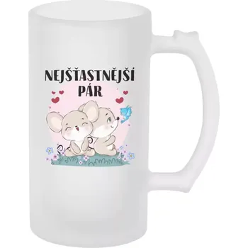 Sklenice Půllitr skleněný matný Nejšťastnější pár