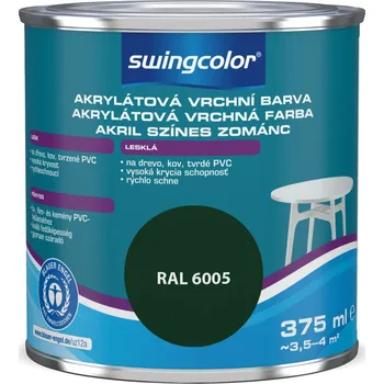 Lak na dřevo Swingcolor Barevný email, mechově zelený, lesklý, 375 ml 6170 T0375 6005