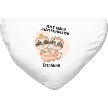 Polštář Polštář srdce 40x35 cm Jen s tebou jsem kompletní