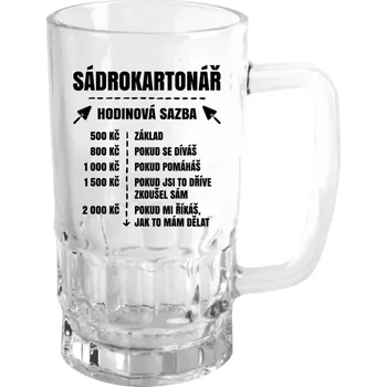 Sklenice Půllitr skleněný Hodinová sazba - sádrokartonář