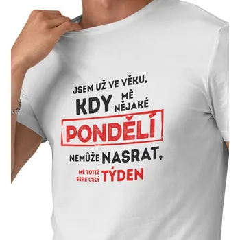 Pánské tričko Pánské triko bílé - Jsem ve věku, kdy mě pondělí nemůže nasrat 3XL