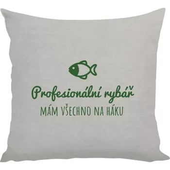 Polštář Polštář lněný 40x40 cm Profesionální rybář