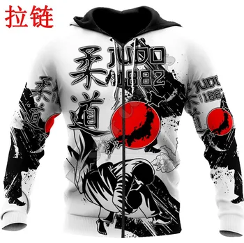 Pánská mikina Mikina s potiskem Judo Anime Harajuku 3D Velikost: 3XL, Barva (Varianta): mikina na zip s kapucí