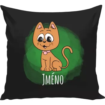 Polštář Polštář černý 40x40 cm Kočička