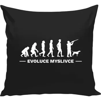 Polštář Polštář černý 40x40 cm Evoluce - myslivec