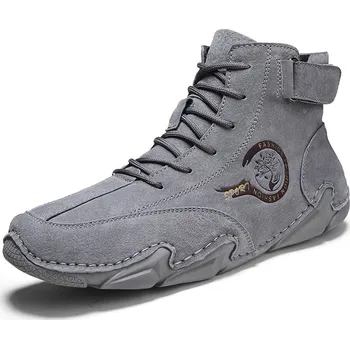 Pánská běžecká obuv Kožené prodyšné boty pánské pohodlné s odznakem Velikost: 38, Barva (Varianta): Šedá 37