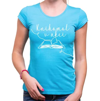 Pánské oblečení Tričko - Knihomol v akci, Barva látky tyrkysová modrá, Střih Dámske tričko, Velikost XXL