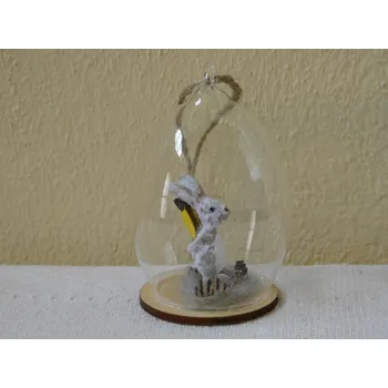 Velikonoční dekorace SKLENĚNÉ VEJCE SE ZAJÍČKEM - KRASLICE