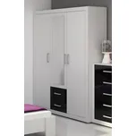 Šatní skříň MOLTENO 3D, bílá/černý lesk, 5 let záruka + vyzvednutí ZDARMA