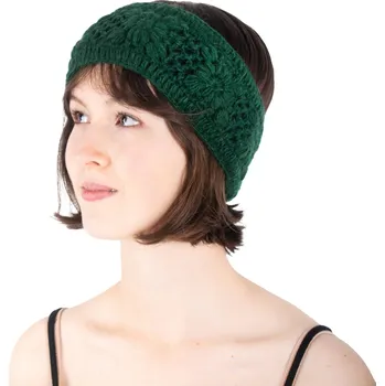 Zimní čelenka Vlněná háčkovaná čelenka Bardia Dark Green