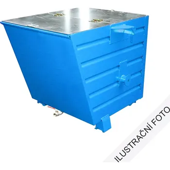 Popelnice Výklopný kontejner TRV s výpustí a víkem, modrá, nosnost 2000 kg, 900 l