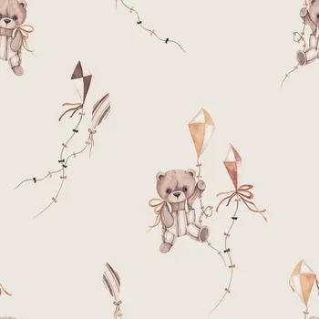 Medvídek s draky - Béžová Materiál: Žebrovaný úplet