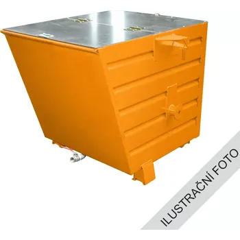 Popelnice Výklopný kontejner TRV s výpustí a víkem, oranžová, nosnost 1000 kg, 550 l