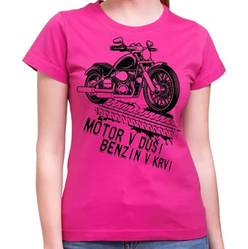 Motorkářské tričko - Motor v duši, benzin v krvi, Barva látky růžová , Střih Pánsky/UNISEX, Velikost Dětské 158cm/12let