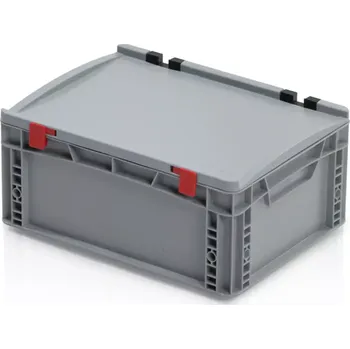Úložný box Euro přepravka s víkem 40 cm × 30 cm × 18,5 cm, šedá, plný úchyt