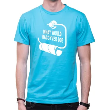 Pánské tričko Tričko Macgyver, Barva látky tyrkysová modrá, Střih Pánsky/UNISEX, Velikost Dětské 146cm/10let