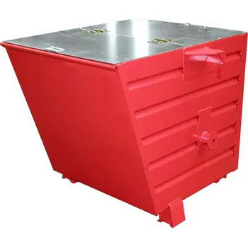 Popelnice Výklopný kontejner TRV s víkem, červená, nosnost 1000 kg, 550 l