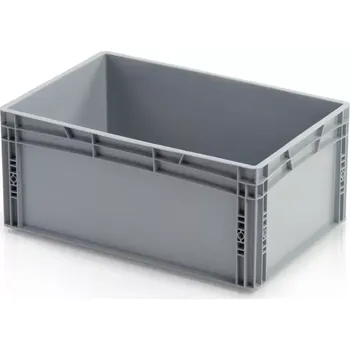 Úložný box Euro přepravka 60 cm × 40 cm × 27 cm, šedá, plný úchyt