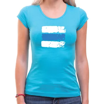 Pánská móda Turistické tričko - Značka modrá, Barva látky tyrkysová modrá, Střih Dámsky, Velikost S