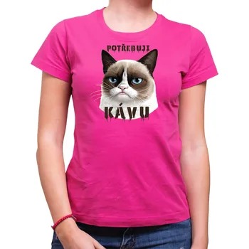 Pánské tričko Tričko - Potřebuji kávu, Barva látky růžová , Střih Pánsky / UNISEX, Velikost XL