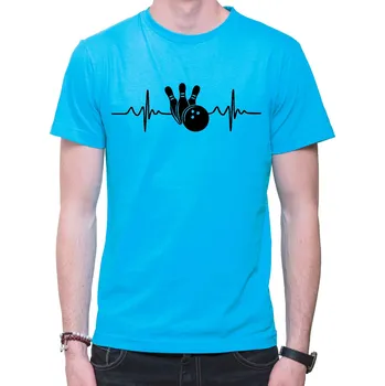 Pánská móda Tričko - EKG bowling, Barva látky tyrkysová modrá, Střih Pánsky/UNISEX, Velikost XS