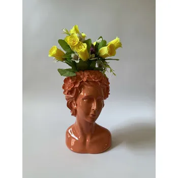 Obal na květináč OBAL NA KVĚTINÁČ - ORANŽOVÁ HLAVA ŽENY