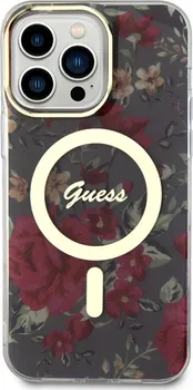 Pouzdro na mobilní telefon Guess Flowers IML MagSafe pro Apple iPhone 13 Pro Max Kaki
