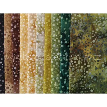 Hoffman balíček puňťa zelená hnědá bali batika bavlněná látka patchwork