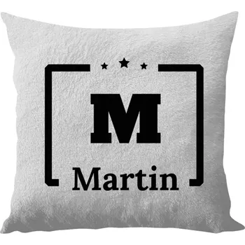 Polštář Polštář bílý 40x40 cm - dlouhý chlup Jméno s iniciálou