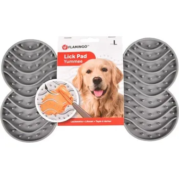 lízací podložka Flamingo Lick Pad Yummee kost L 29,8 x 17,5 cm šedá