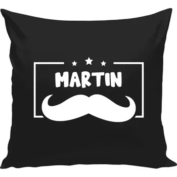 Polštář Polštář černý 40x40 cm Knírek se jménem