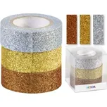 Páska lepicí papírová 3ks - Glitr měď/zlatá/ stříbrná
