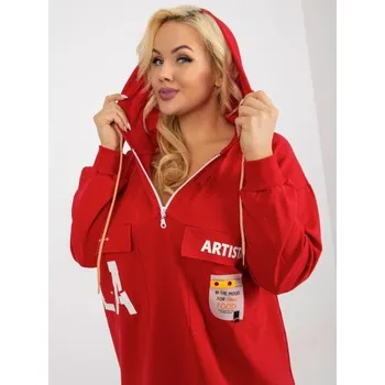 Dámská mikina Dámská halenka s nápisem delší plus size LINSA červená