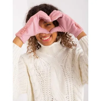 Rukavice Dámské rukavice s geometrickým vzorem LIE světle růžové