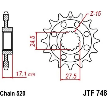 Auto-moto Řetězové kolečko JT JTF 748-15 15 zubů, 520